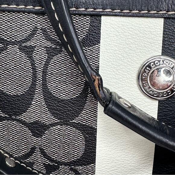 Vintage Coach Chelsea Heritage Tote - GREY Black Blue - Picture 3 of 10